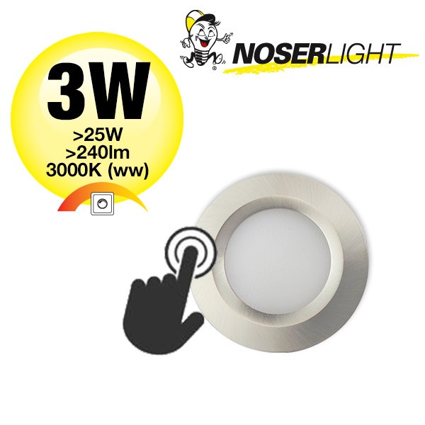 NOSER LED Mini Downlight couleur nickel bross?, 3W, >240lm, 3000?K blanc chaud