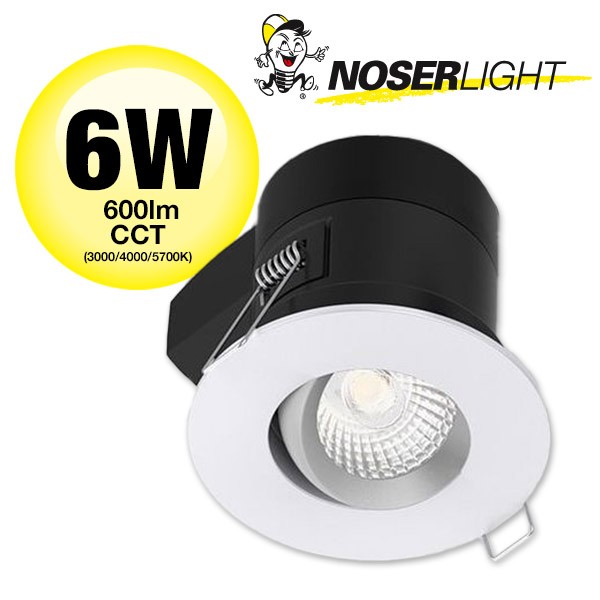 NOSER COB-LED Downlight CCT, 6W, IP54/IP20, white, 600lm