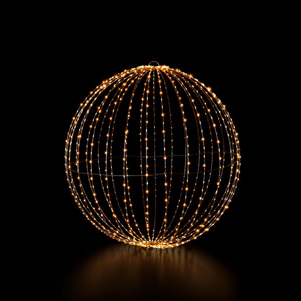 Royal Ball L, black, 1200LED sww, D80cm, foldable, 12V/15W - 5m lead wire, indoor&outdoor, black, sunny-ww