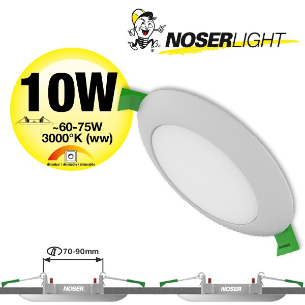 NOSER LED Einbauleuchte/ LED Downlight 10W, blanc, trou perc? au foret ajustable