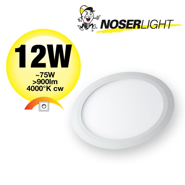 LED "Slim" Downlight / Luminaire ?encastrer couleur blanc, 12W, 900lm, 4000?K, Art. Nr. DLB12W-CW