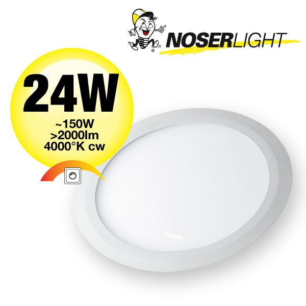 LED "Slim" Downlight / Luminaire ?encastrer couleur blanc, 24W, 2000lm, 4000?K, Art. Nr. DLB24W-CW