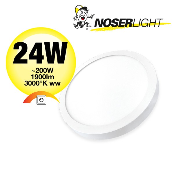 NOSER LED Plafonnier/Applique, rond, 24W, 1900lm, blanc, dimmable, No. art. DLBAB24W-WW