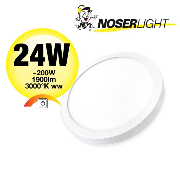 NOSER LED wall/ceiling Light, round, 24W, 1900lm, white, dimmable, Item no. DLBAB24W-WW