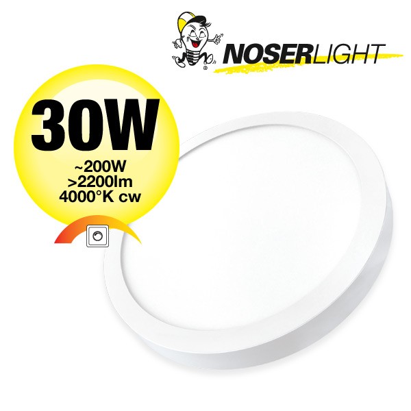 NOSER LED wall/ceiling Light, round, 30W, 2200lm, white, 3000?K cool white, Item no. DLBAB30W-CW