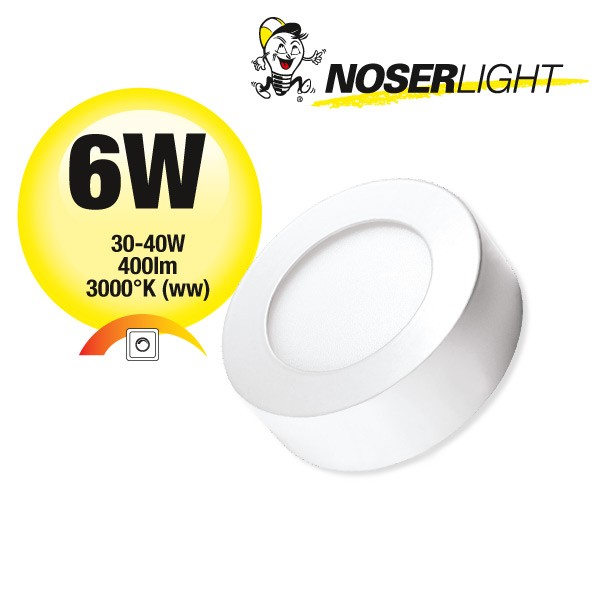 NOSER LED Plafonnier/Applique, rond, 6W, 400lm, blanc, dimmable
