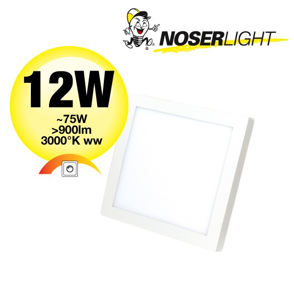 NOSER LED wall/ceiling Light, square, 12W, 900lm, 3000?K