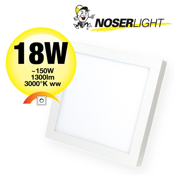 NOSER LED wall/ceiling Light, square, 18W, 1300lm, 3000?K, dimmbar, Item no. DLBQAB18W-WW