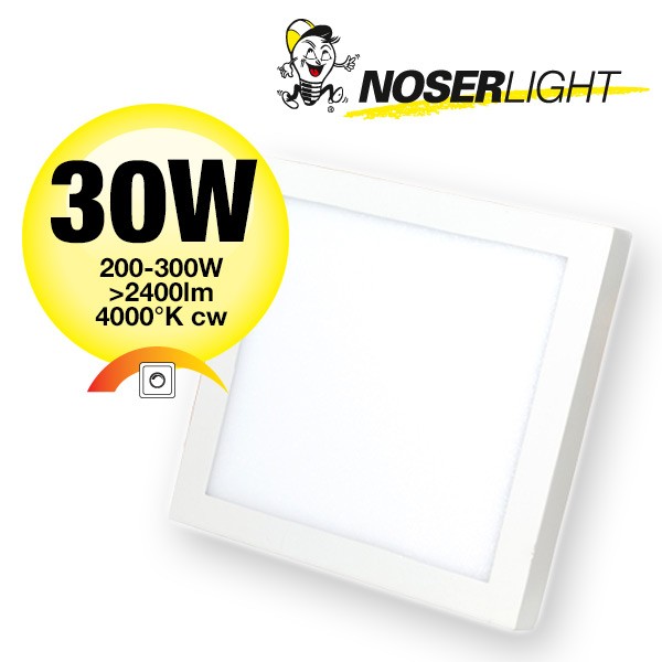 NOSER LED wall/ceiling Light, square, 30W, 2400lm, alu,