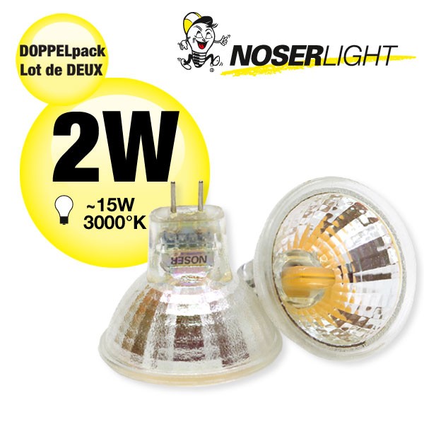 LOT DE 2! NOSER-LED MR11, 2W, 12V, GU4, 120?, blanc chaud (ww), No. art. DP8835.021