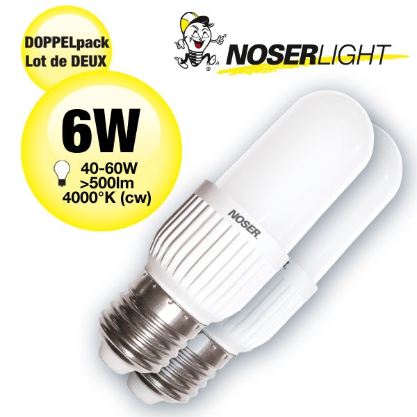 DOUBLE PACK!! LED NOSEC-E E27, 6W, >500lm, 840/4000?K