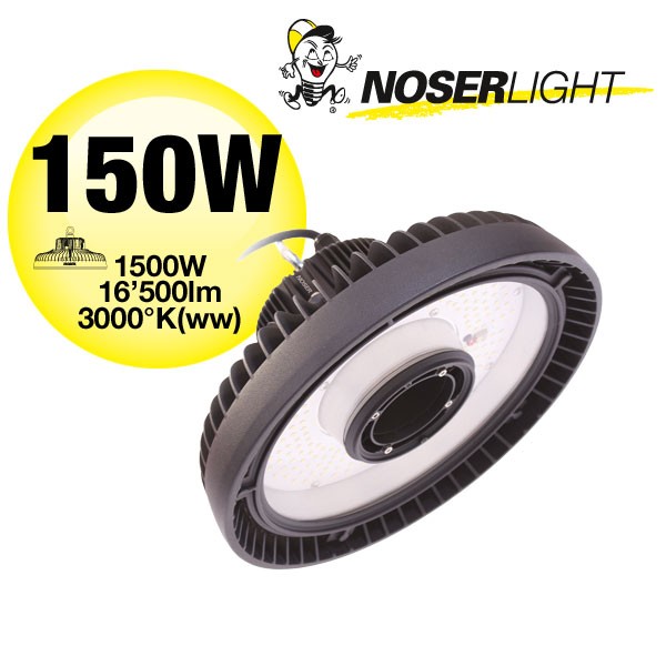 NOSER Highbay LED Luminaire IP65, 150W, 30'000lm, 3000?K - blanc chaud - CRI>80, No. art. HB152
