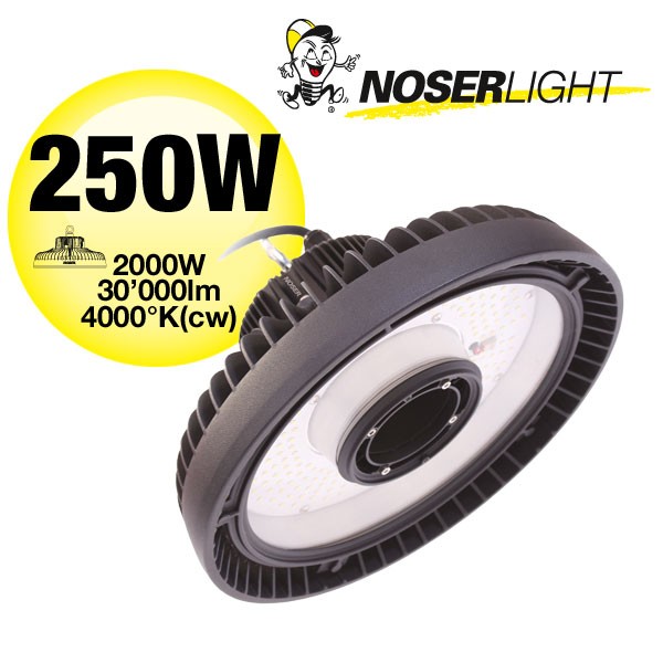 NOSER Highbay LED-Strahler IP65, 250W, 30'000lm, 4000K - kaltweiss, CRI>80, Art.-Nr. HB250