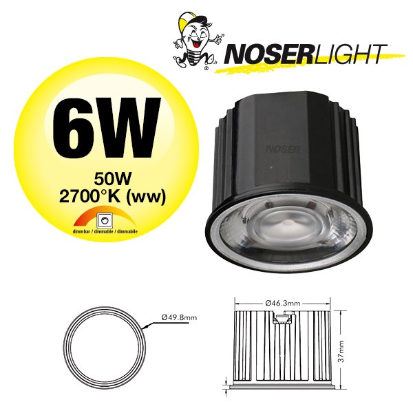 NOSER LED Spot encastrer modulaire, 6W, 2700K, dimmable
