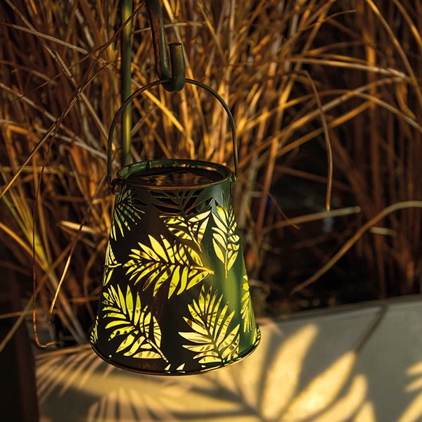 Solar Antic Lantern Bamboo, 1LED blanc chaud, 15x16cm, vert