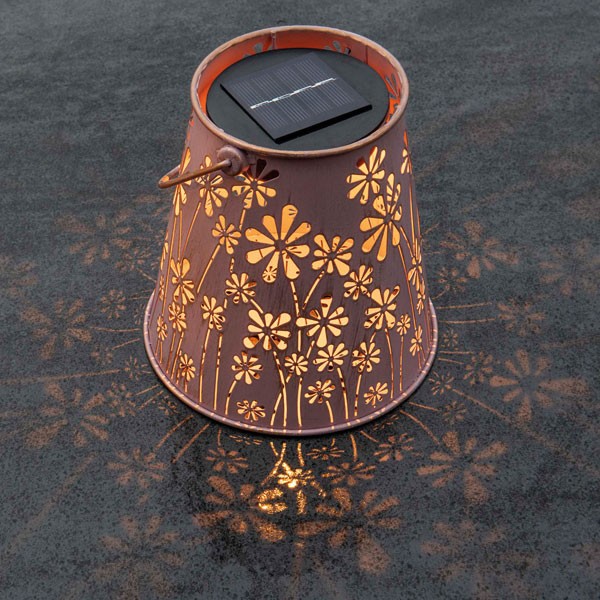 Solar Antic Lantern Daisy, 1LED ww, 15x16cm, old rose