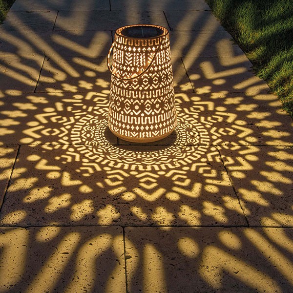 Solar Antic Lantern Boho, 1LED ww, 32.5x20cm, brown