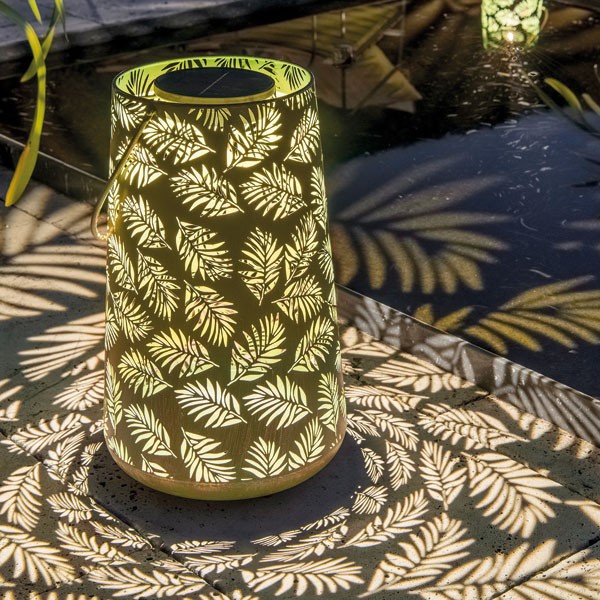 Solar Antic Lantern Bamboo, 1LED blanc chaud, 32.5x20cm, vert