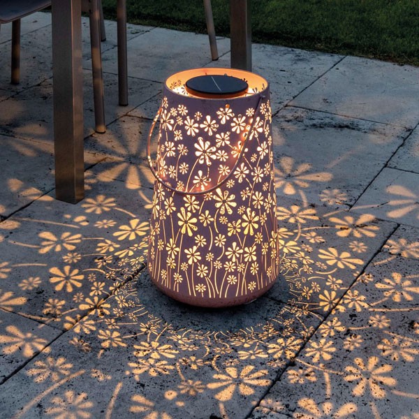 Solar Antic Lantern Daisy, 1LED blanc chaud, 32.5x20cm, old rose