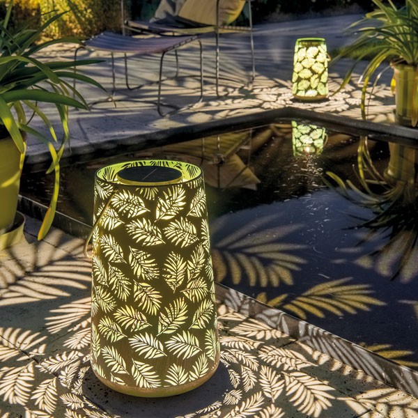 Solar Antic Lantern Bamboo, 1LED blanc chaud, 46x28cm, vert