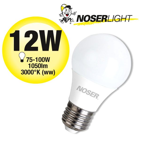 NOSER LED A60 matt, E27, 12W, 1050lm, 270°, 3000°K, CRI80, Art. Nr. 419.0121