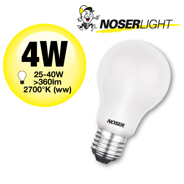 NOSER LED A60, E27, matt, 4W, 360lm, 220-240V, warmweisses Licht, Art. Nr. 419.04