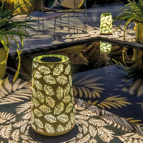 Solar Antic Lantern Bamboo, 1LED warmweiss, 46x28cm, grün